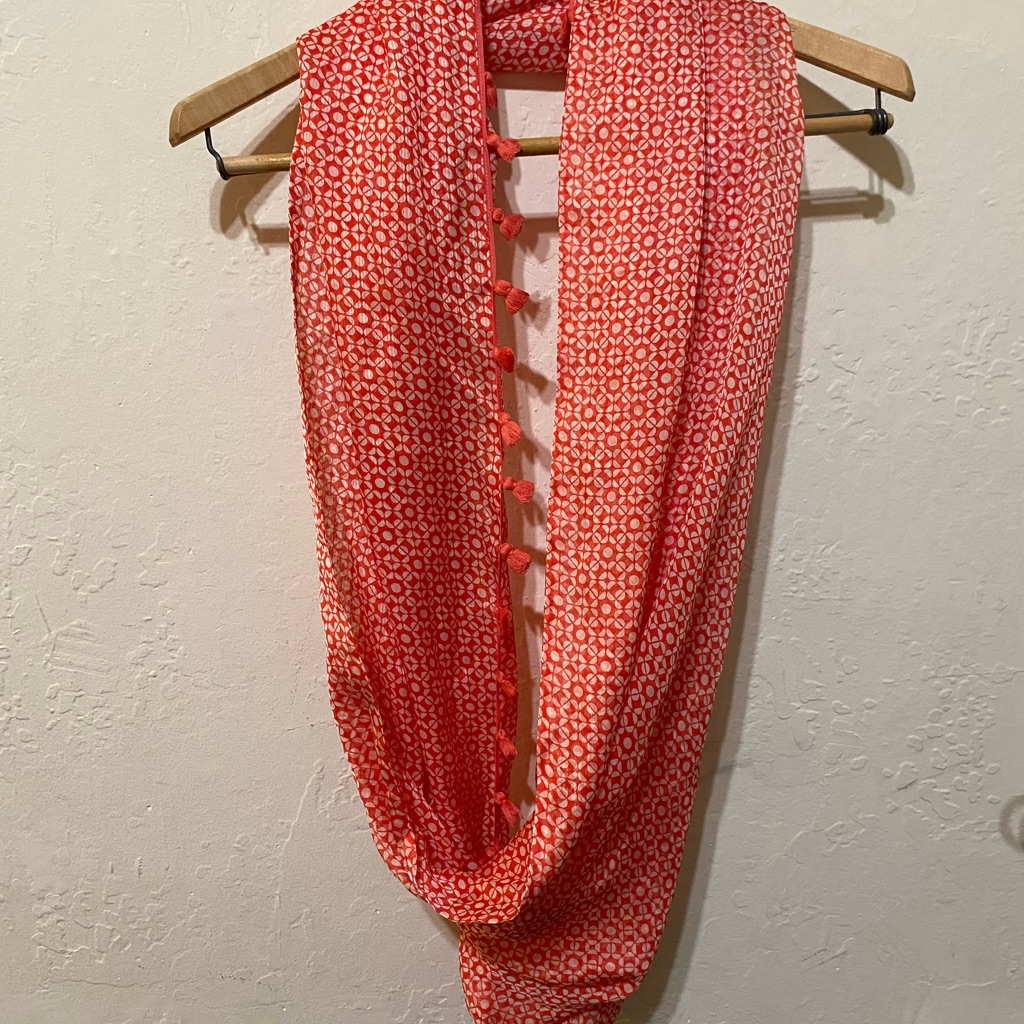 J Crew Coral 100 Silk Infinity Scarf